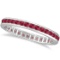 Ruby Channel Set Stackable Ring Eternity Band 14k White Gold 1.04ctw