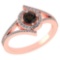 0.73 Ctw Smoky Quarzt And Diamond 14k Rose Gold Halo Ring