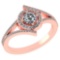 0.73 Ctw Diamond 14k Rose Gold Halo Ring
