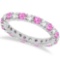 Eternity Diamond and Pink Sapphire Ring Band 14k White Gold 2.35ctw