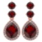Certified 5.17 Ctw Garnet And Diamond 14k Rose Gold Halo Dangling Earrings