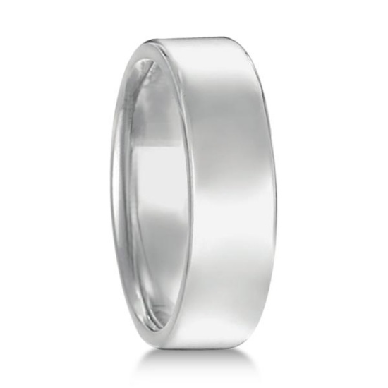 Euro Dome Comfort Fit Wedding Ring Mens Band 18k White Gold 6mm