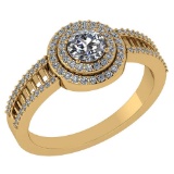 0.78 Ctw Diamond 14k Yellow Gold Halo Ring VS/SI1