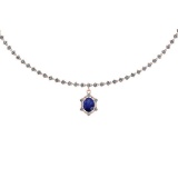 Certified 7.95 Ctw Blue Sapphire And Diamond SI2/I1 14K Rose Gold Pendant Necklace