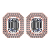 3.71 Ctw Diamond 14k Rose Gold Halo Stud Earrings VS/SI2