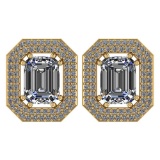 3.71 Ctw Diamond 14k Yellow Gold Halo Stud Earrings VS/SI2