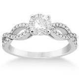 Diamond Twist Infinity Engagement Ring Setting 14K White Gold 1.40ctw