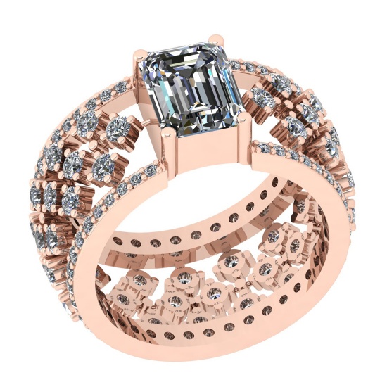 1.60 Ctw SI2/I1 Diamond 14K Rose Gold Groom Engagement Ring