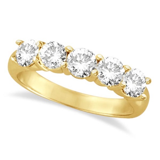 Five Stone Diamond Ring Anniversary Band 14k Yellow Gold 1.50 ctw
