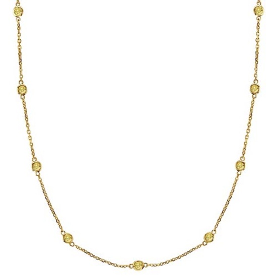 Fancy Yellow Canary Station Necklace 14k Gold (0.75ct)