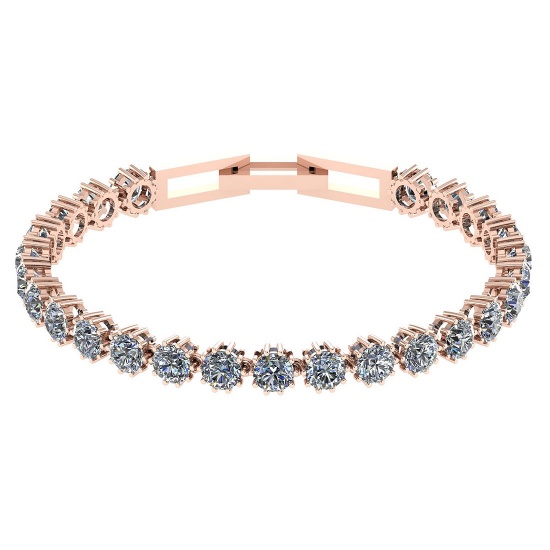 12.50 Ctw SI2/I1 Diamond Ladies Fashion 18K Rose Gold Tennis Bracelet