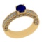 1.76 Ctw SI2/I1 Blue Sapphire and Diamond 14K Yellow Gold Engagement Halo Ring