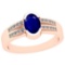 0.62 Ctw I2/I3 Blue Sapphire And Diamond 14K Rose Gold Ring