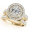 Certified 1.90 Ctw SI2/I1 Diamond 14K Yellow Gold Engagement Halo Set Ring