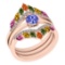 Certified 2.09 Ctw I2/I3 Multi Sapphire, tanzanite And Diamond 10K Rose Gold Band Ring