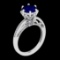2.61 Ctw VS/SI1 Blue Sapphire And Diamond Prong Set 14K White Gold Vintage Style Ring