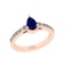 1.08 Ctw I2/I3 Blue Sapphire And Diamond 14K Rose Gold Ring