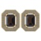 3.66 Ctw Smoky Quarzt And Diamond 14k Yellow Gold Halo Stud Earring