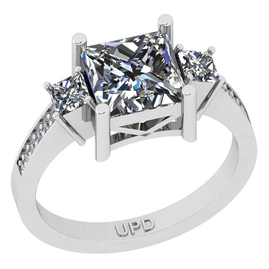 1.50 ctw GIA Certified Center StoneDiamond 14K White Gold Engagement Ring