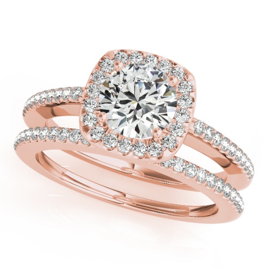 Certified 1.30 Ctw SI2/I1 Diamond 14K Rose Gold Engagement Set Ring