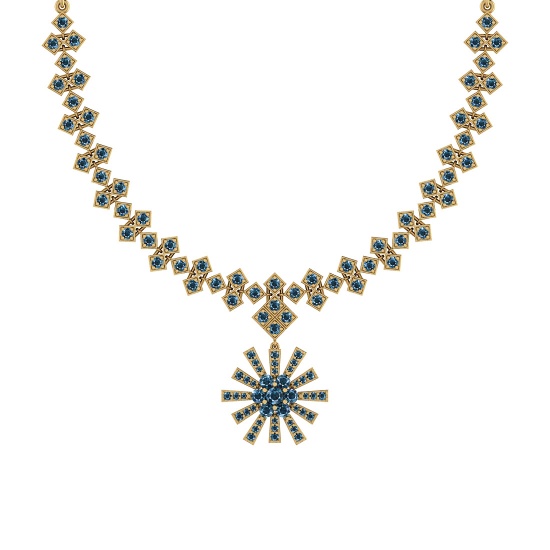 4.05 Ctw i2/i3 Treated Fancy Blue Diamond 14K Yellow Gold Necklace