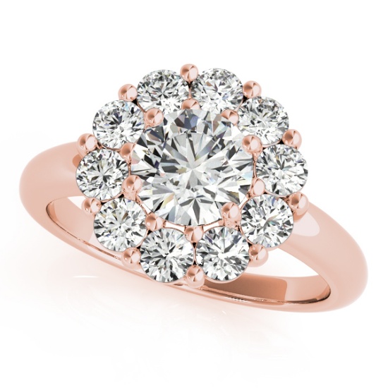 Certified 1.25 Ctw SI2/I1 Diamond 14K Rose Gold Engagement Halo Ring