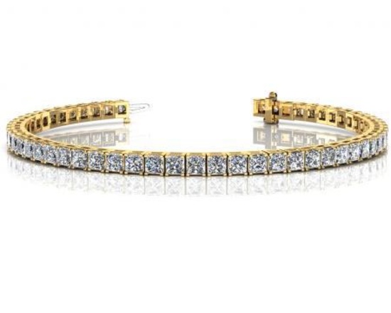 CERTIFIED 14K YELLOW GOLD 7 CTW G-H SI2/I1 CLASSIC FOUR PRONG DIAMOND TENNIS BRACELET MADE IN USA
