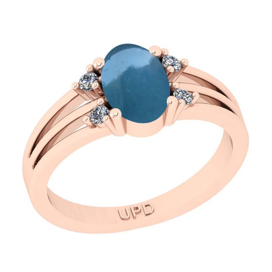 1.56 Ctw I2/I3 Aquamarine And Diamond 14K Rose Gold Promises Ring