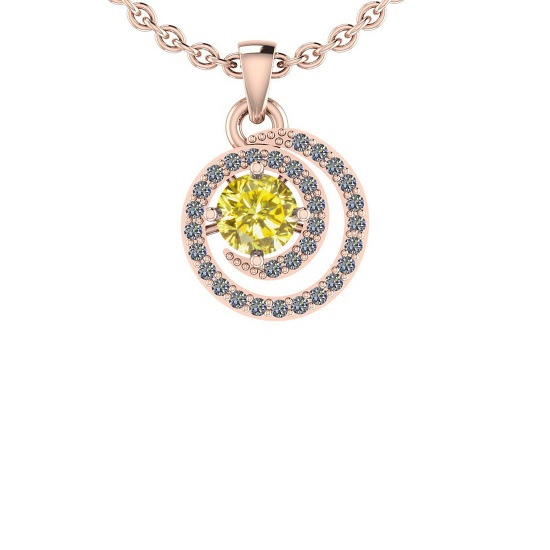 1.26 Ctw i2/i3 Treated Fancy Yellow And White Dimaond 14K Rose Gold Pendant