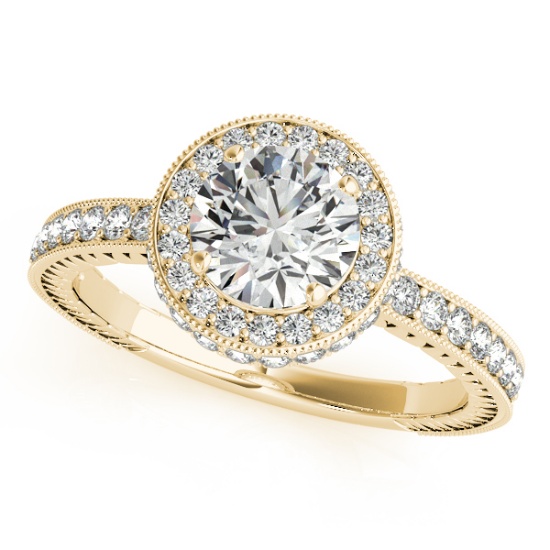 Certified 0.95 Ctw SI2/I1 Diamond 14K Yellow Gold Bridal Wedding Ring