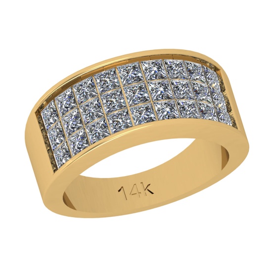 2.16 Ctw SI2/I1 Diamond 14K Yellow Gold Groom Band Ring