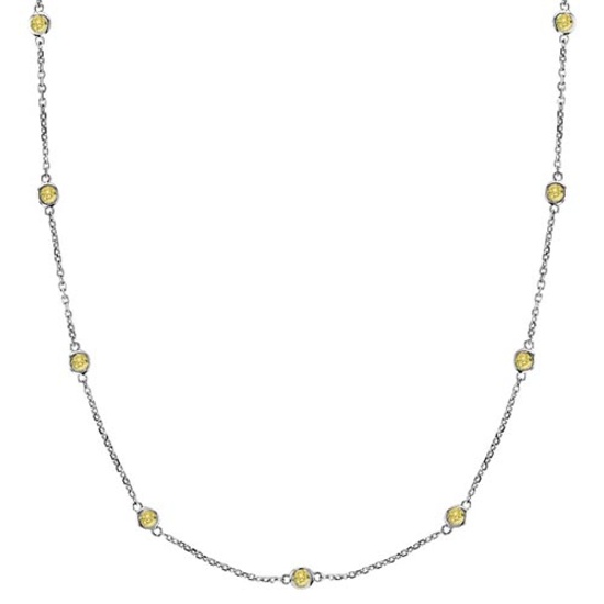 Fancy Yellow Canary Station Necklace 14k White Gold (1.00ct)