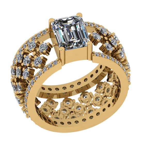 1.60 Ctw SI2/I1 Diamond 14K Yellow Gold Groom Engagement Ring
