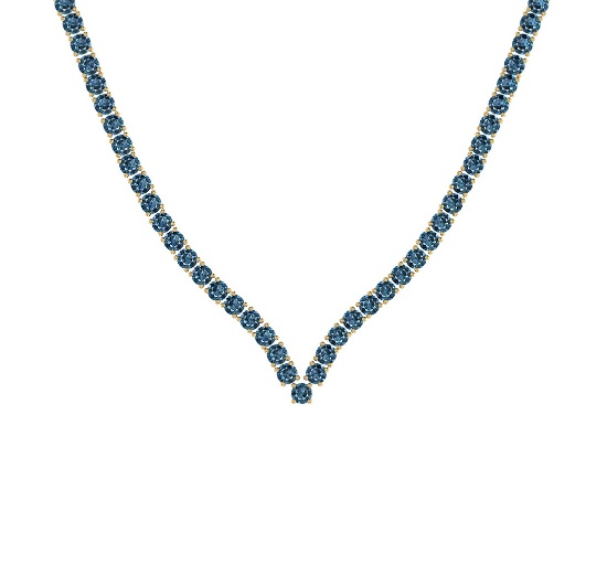 4.66 Ctw i2/i3 Treated Fancy Blue Diamond 14K Yellow Gold Necklace