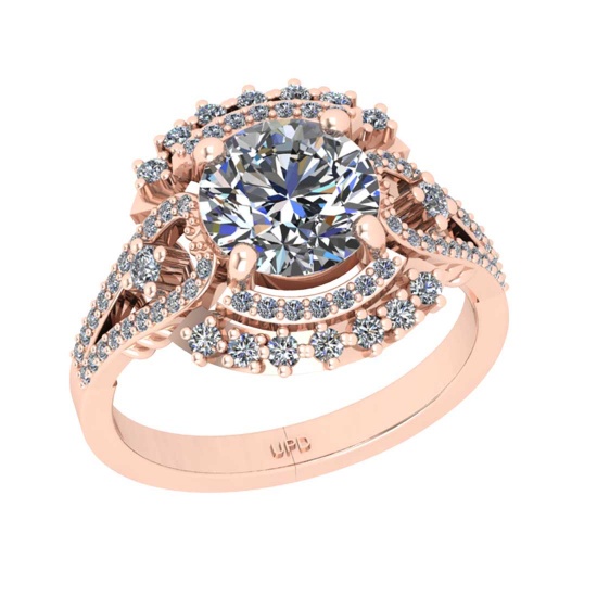 2.53 Ctw SI2/I1 Diamond 14K Rose Gold Engagement Halo Ring