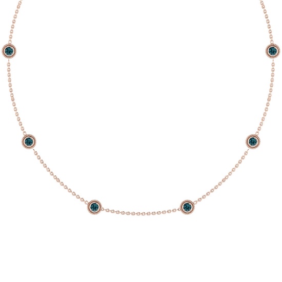 0.30 Ctw i2/i3 Treated Fancy Blue Diamond 14K Rose Gold Yard Necklace