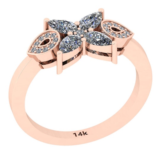 1.10 Ctw SI2/I1 Diamond 14K Rose Gold Ring
