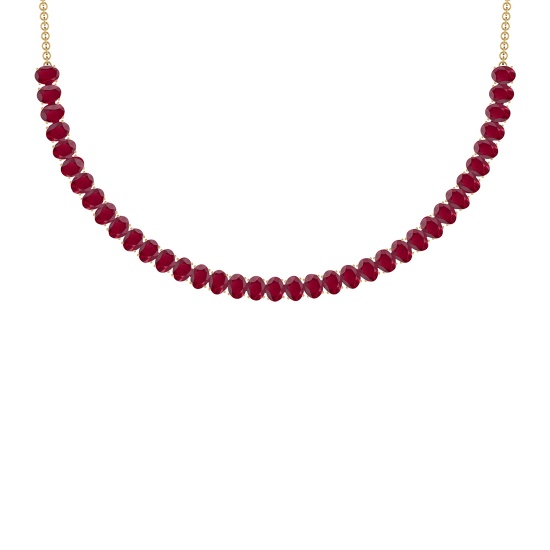 48.75 Ctw Ruby 14K Yellow Gold Necklace