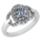 Certified 1.63 Ctw Diamond VS/SI1 Halo Ring For 14K White Gold