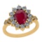 2.88 Ctw VS/SI1 Ruby And Diamond 14K Yellow Gold Vintage Style Ring