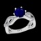 1.74 Ctw VS/SI1 Blue Sapphire And Diamond Prong Set 14K White Gold Vintage Style Ring