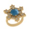 4.16 Ctw SI2/I1 Aquamarine And Diamond 14K Yellow Gold Engagement Ring