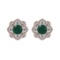 Certified 2.24 Ctw SI2/I1 Emerald And Diamond 14K Rose Gold Stud Earrings