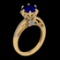 2.61 Ctw VS/SI1 Blue Sapphire And Diamond Prong Set 14K Yellow Gold Vintage Style Ring