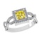 1.23 Ctw Gia certified Natural Fancy Yellow And White Diamond 14K White Gold Wedding Ring
