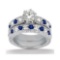 Antique style Diamond and Blue Sapphire Bridal Set platinum 1.80ctw