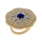 4.11 Ctw SI2/I1 Blue Sapphire And Diamond 14K Yellow Gold Cocktail Ring