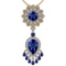 Certified 15.49 Ctw VS/SI1 Tanzanite,Blue Sapphire And Diamond 14K Yellow Gold Vintage Style Necklac