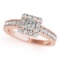Certified 0.95 Ctw SI2/I1 Diamond 14K Rose Gold Engagement Ring
