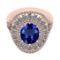 4.08 Ctw VS/SI1 Tanzanite And Diamond 18K Rose Gold Victorian Style Bridal Halo Ring
